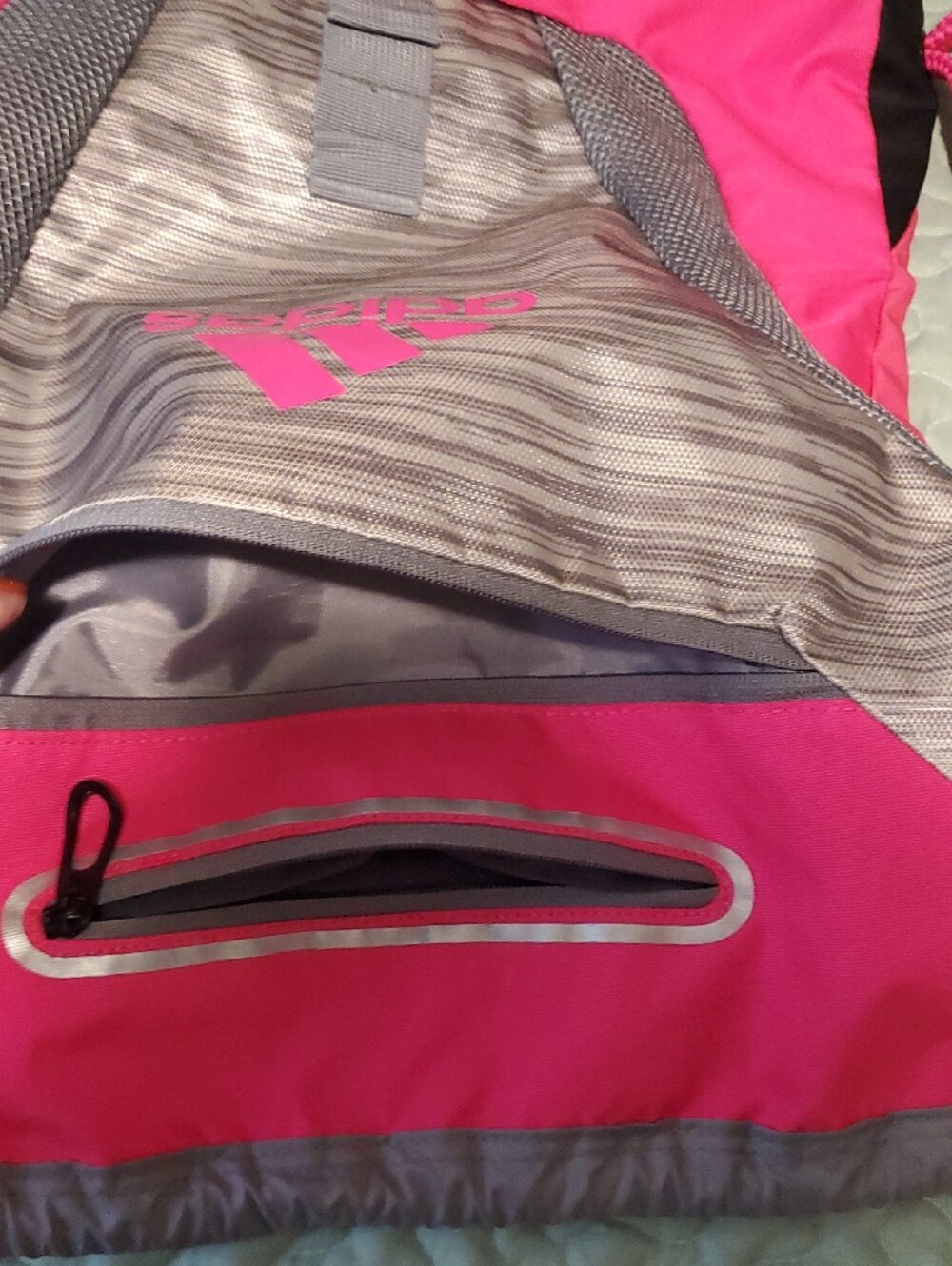 Adidas Pink and Gray Drawstring Sports Backpack - Picture 4 of 4